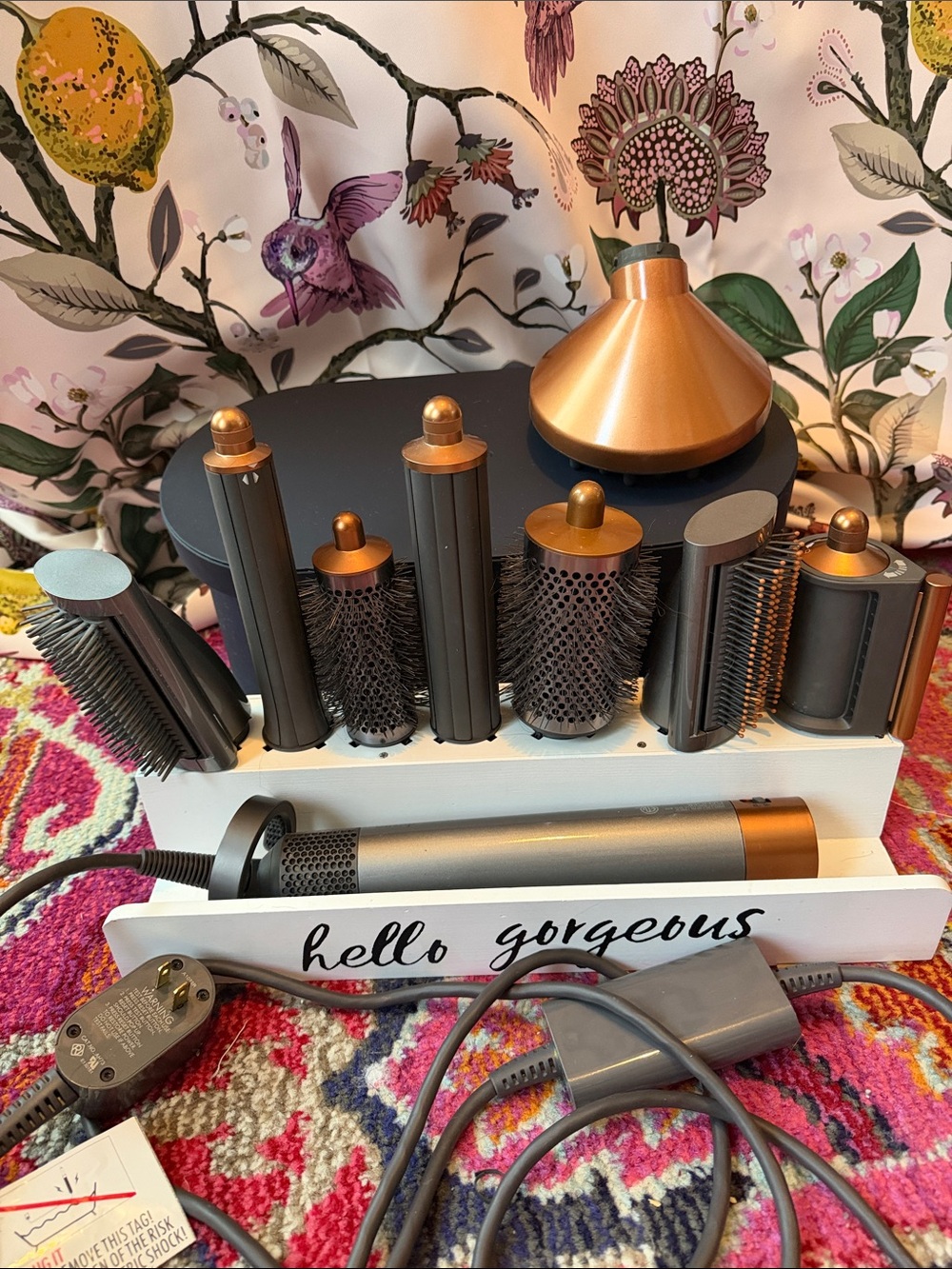 Dyson long Hot Air Styler Set in Gunmetal and Copper Accents